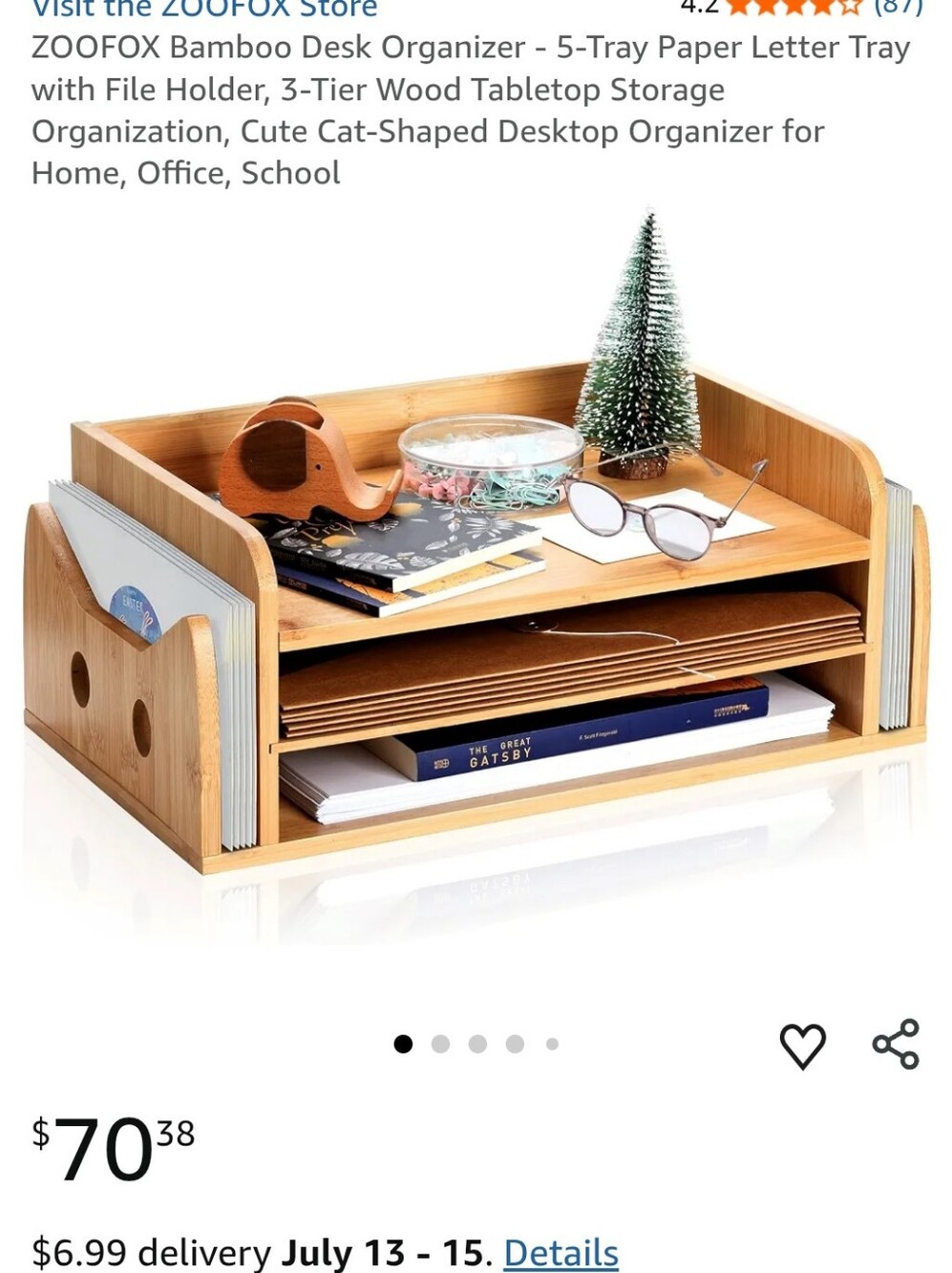 Bamboo 3-Tier Desktop Organizer with File Holder